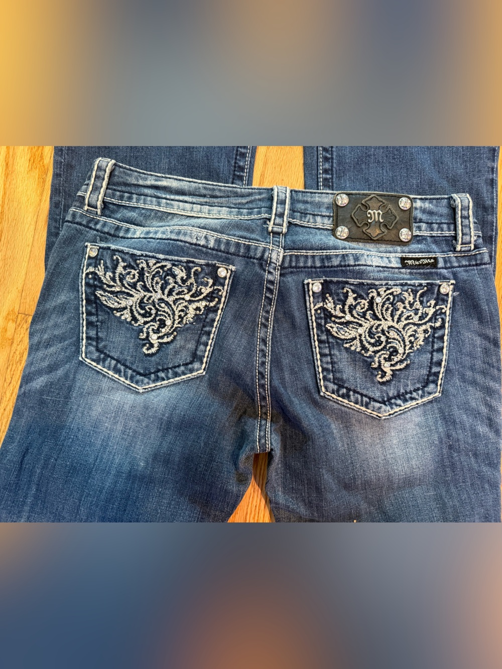 Miss Me Dark Blue Embroidered Boot Cut Jeans